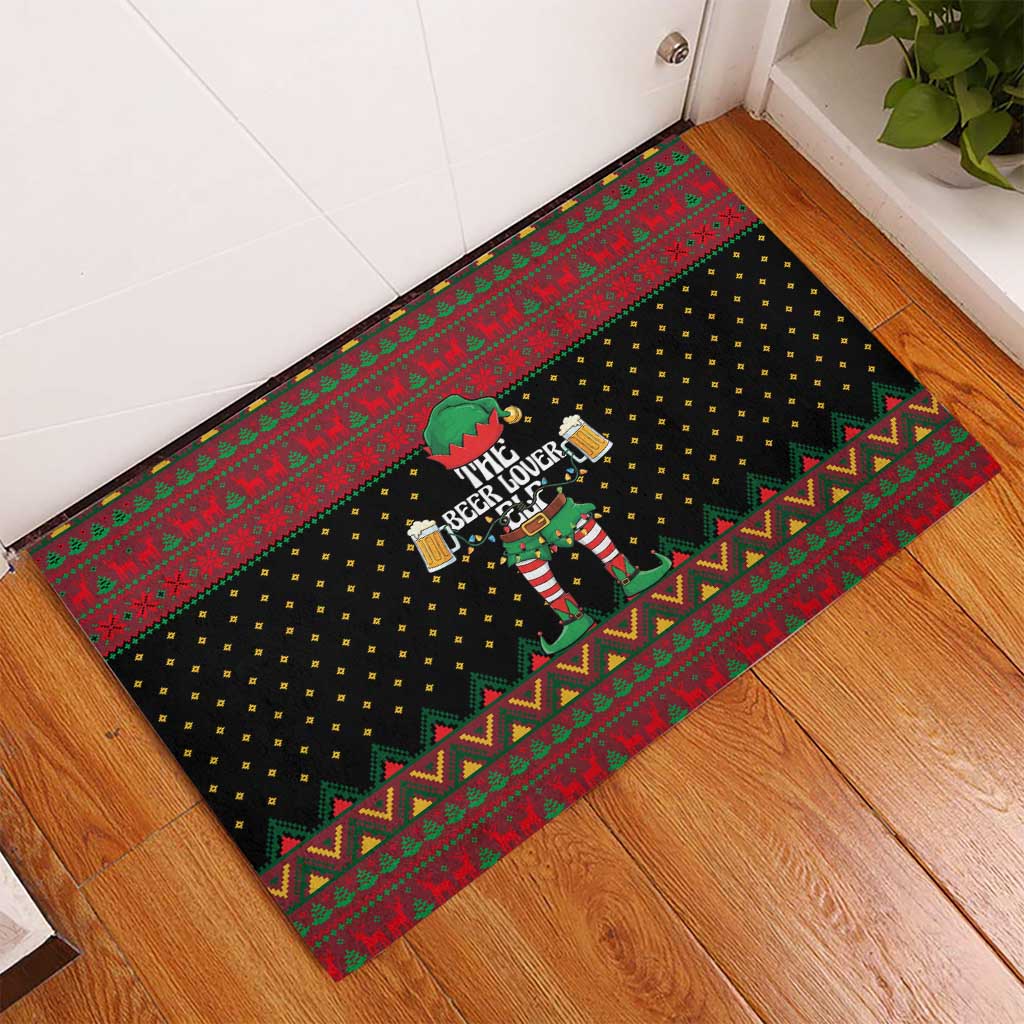 The Beer Lover Elf Christmas Rubber Doormat Xmas Holiday Patterns - Wonder Print Shop