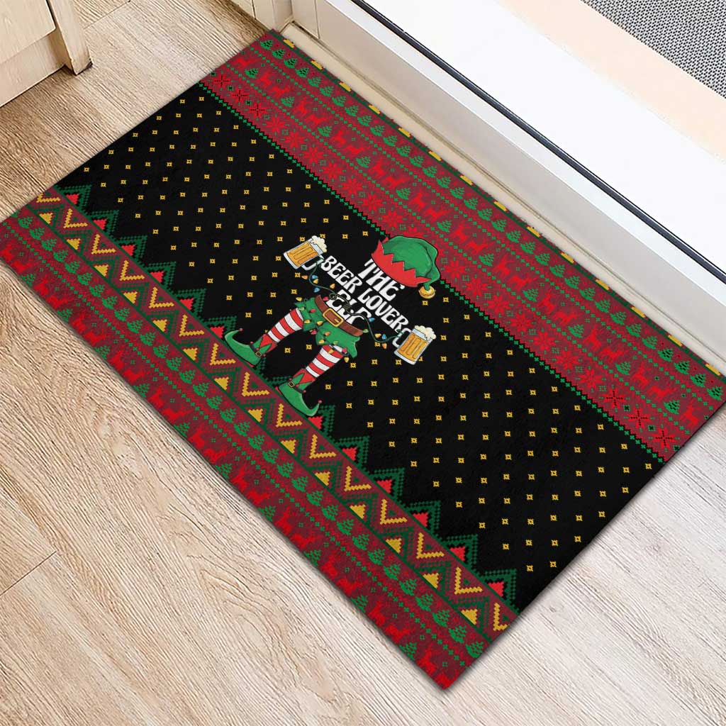 The Beer Lover Elf Christmas Rubber Doormat Xmas Holiday Patterns - Wonder Print Shop