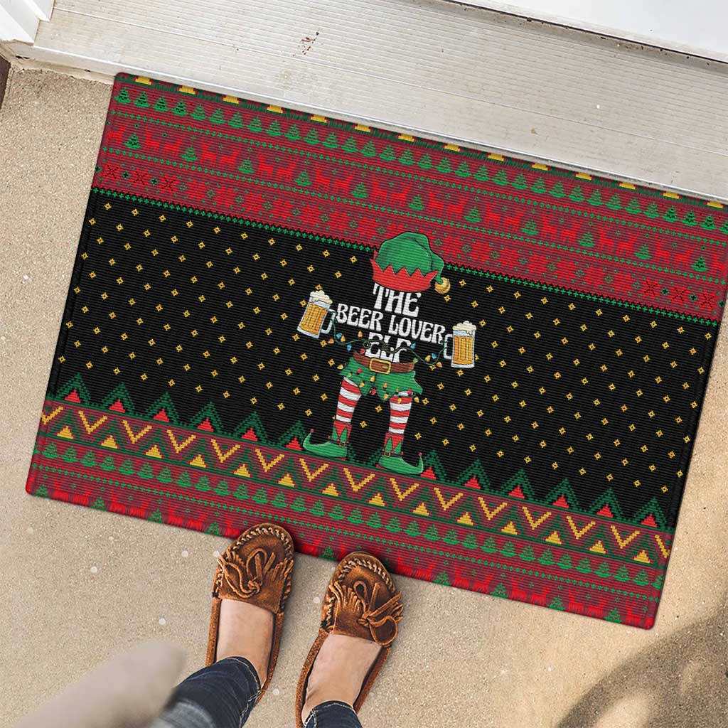 The Beer Lover Elf Christmas Rubber Doormat Xmas Holiday Patterns - Wonder Print Shop