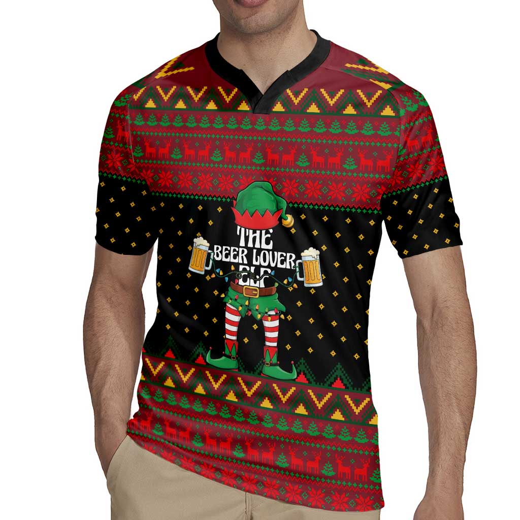 The Beer Lover Elf Christmas Rugby Jersey Xmas Holiday Patterns - Wonder Print Shop