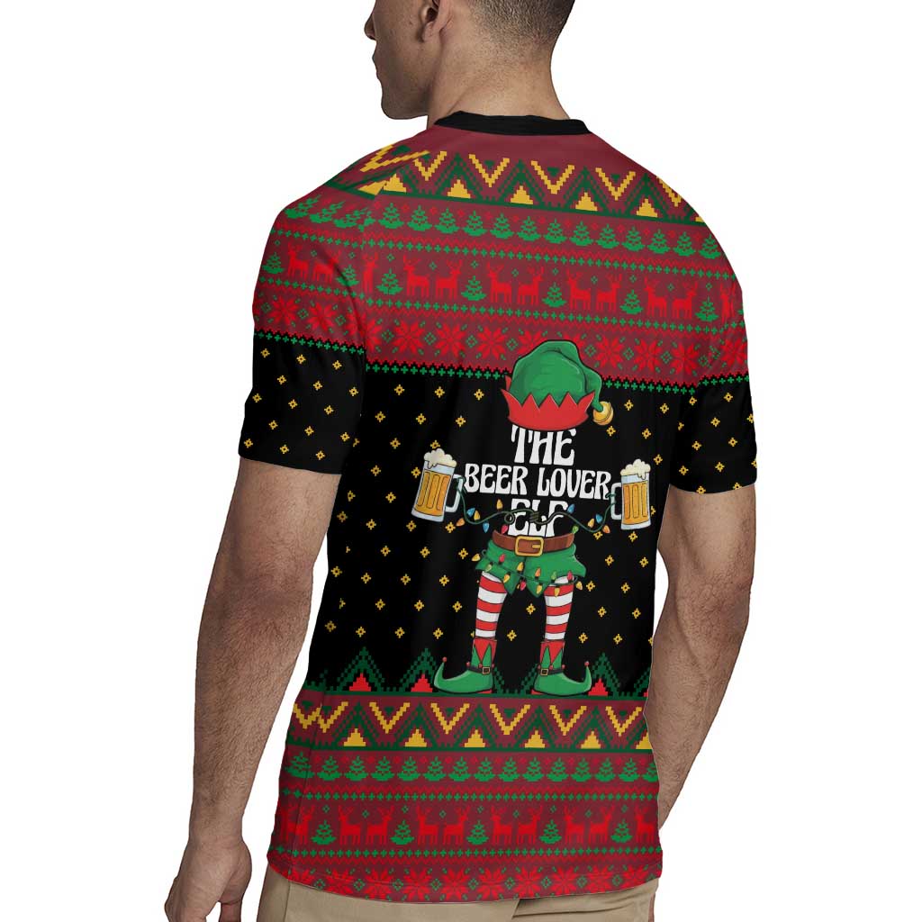 The Beer Lover Elf Christmas Rugby Jersey Xmas Holiday Patterns - Wonder Print Shop