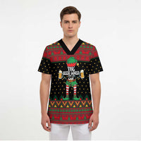 The Beer Lover Elf Christmas Scrub Top Xmas Holiday Patterns - Wonder Print Shop