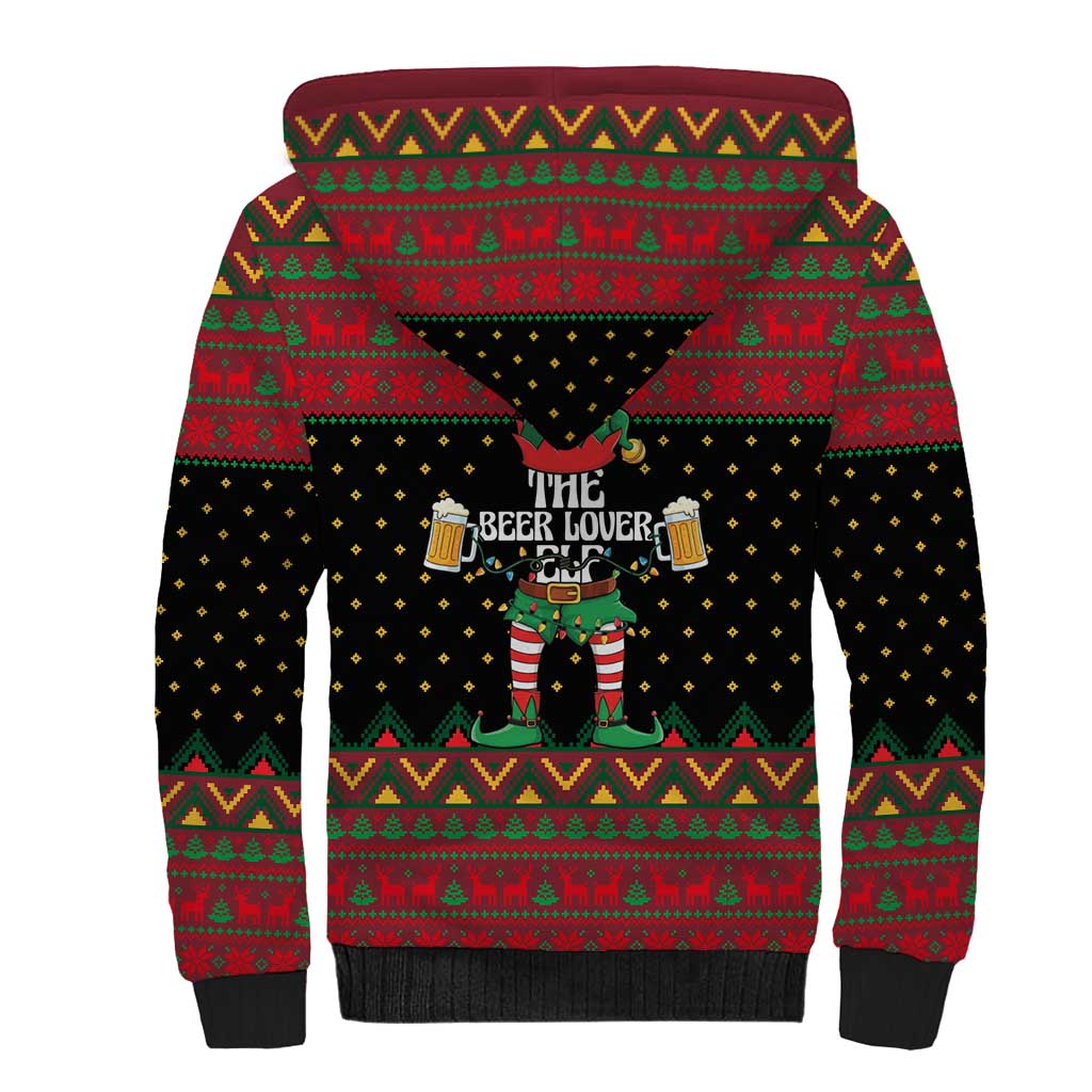 The Beer Lover Elf Christmas Sherpa Hoodie Xmas Holiday Patterns - Wonder Print Shop