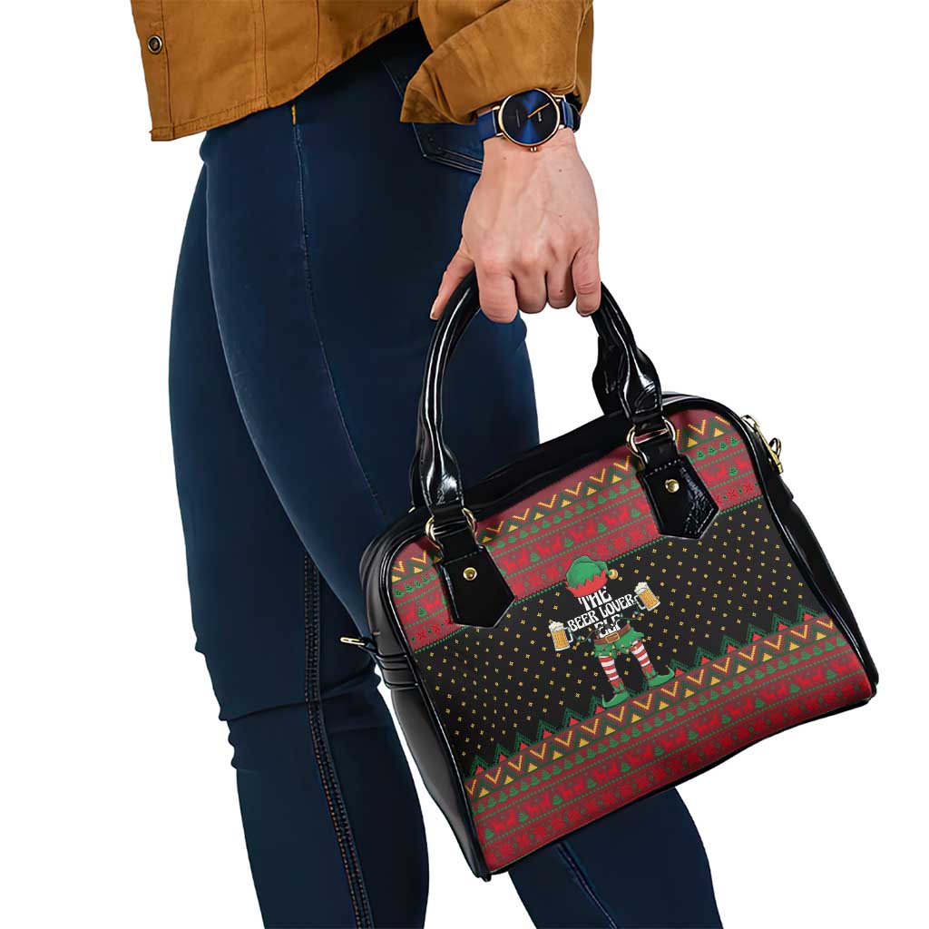 The Beer Lover Elf Christmas Shoulder Handbag Xmas Holiday Patterns - Wonder Print Shop