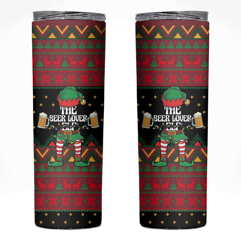 The Beer Lover Elf Christmas Skinny Tumbler Xmas Holiday Patterns - Wonder Print Shop