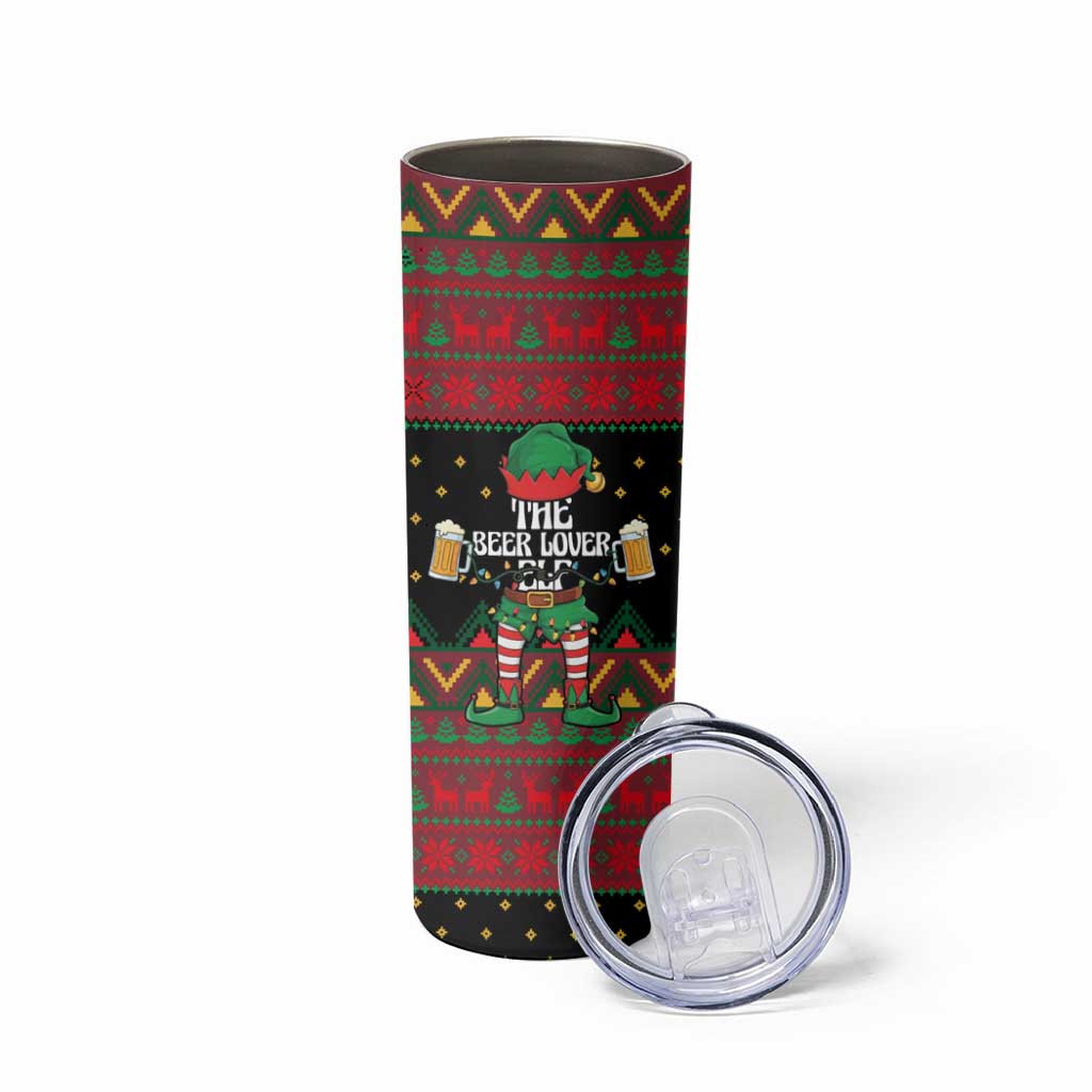 The Beer Lover Elf Christmas Skinny Tumbler Xmas Holiday Patterns - Wonder Print Shop