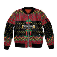 The Beer Lover Elf Christmas Sleeve Zip Bomber Jacket Xmas Holiday Patterns - Wonder Print Shop