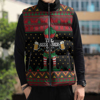 The Beer Lover Elf Christmas Sleeveless Puffer Jacket Xmas Holiday Patterns - Wonder Print Shop