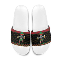 The Beer Lover Elf Christmas Slide Sandals Xmas Holiday Patterns - Wonder Print Shop