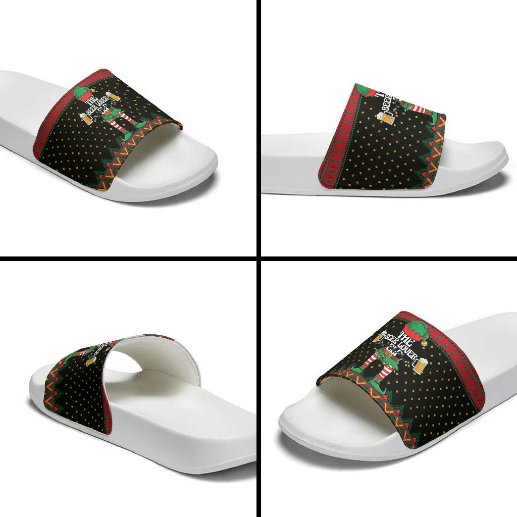 The Beer Lover Elf Christmas Slide Sandals Xmas Holiday Patterns - Wonder Print Shop