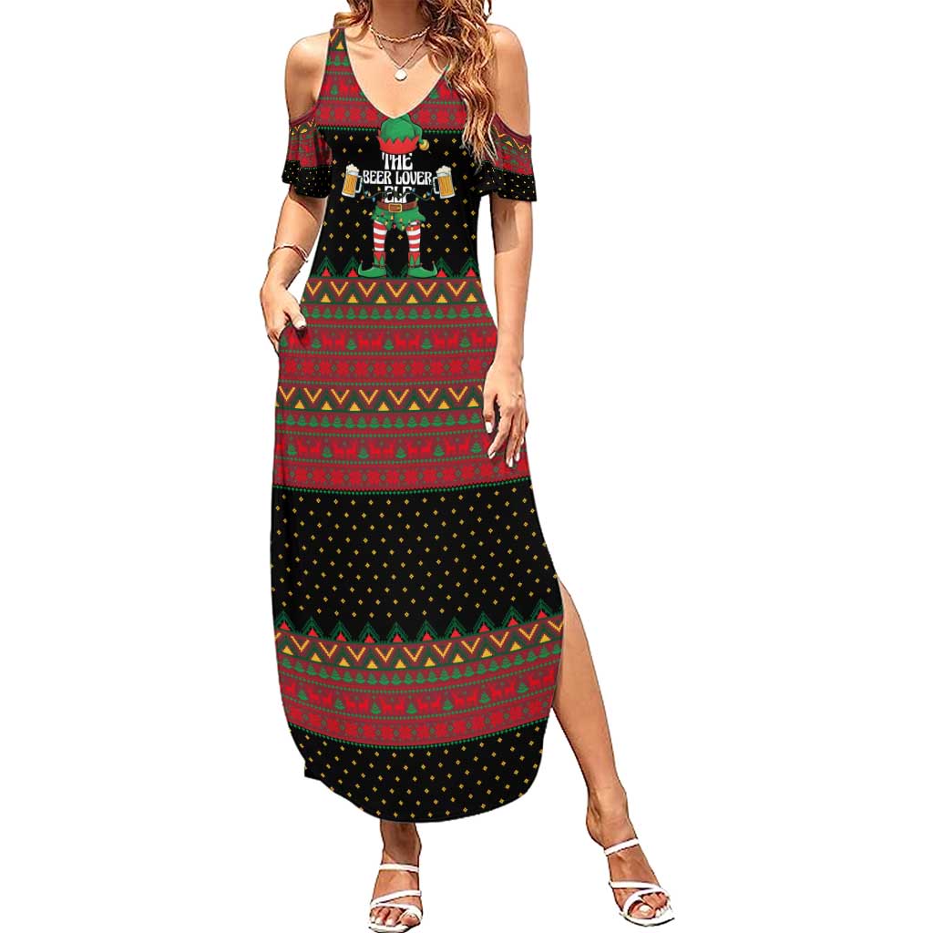 The Beer Lover Elf Christmas Summer Maxi Dress Xmas Holiday Patterns - Wonder Print Shop