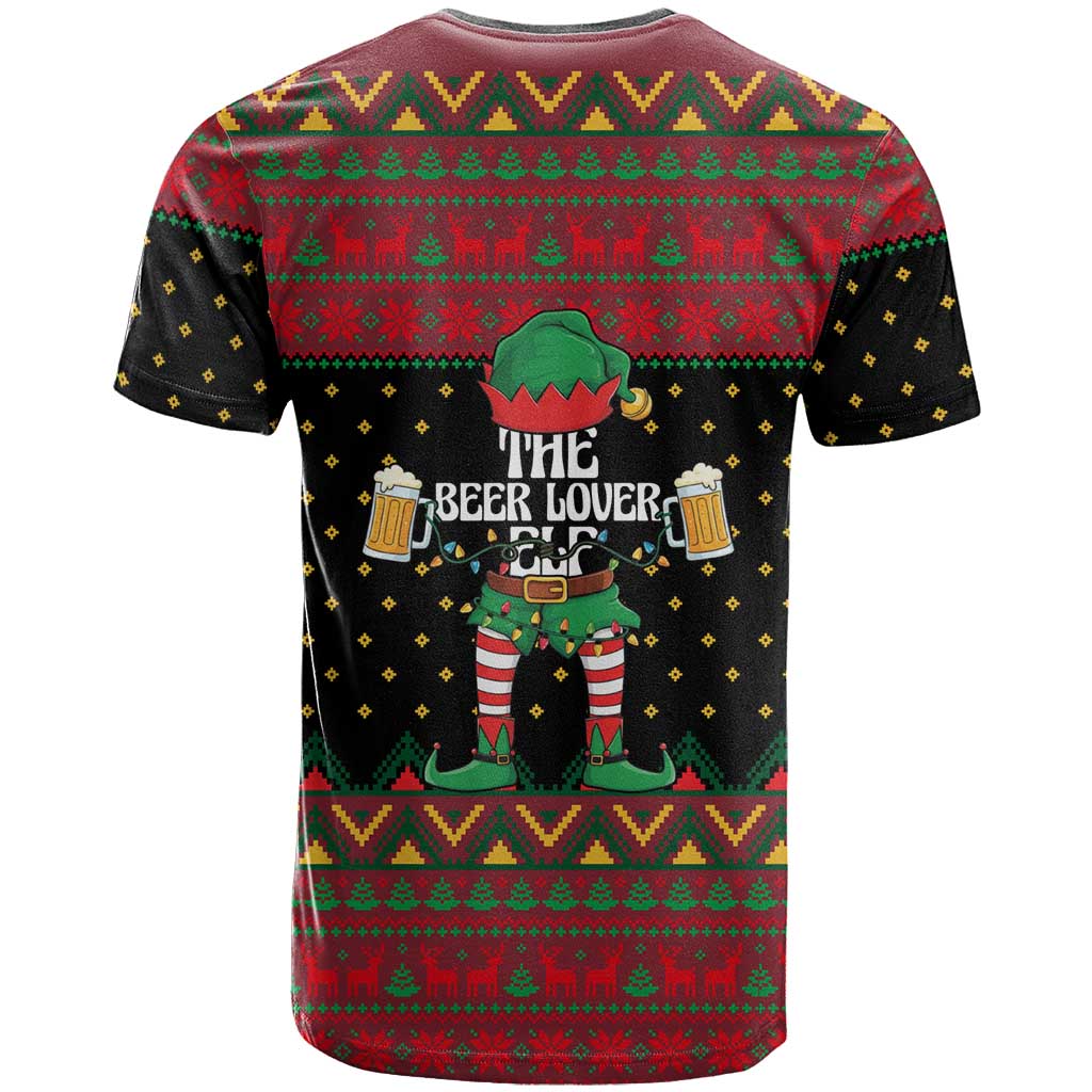 The Beer Lover Elf Christmas T Shirt Xmas Holiday Patterns - Wonder Print Shop