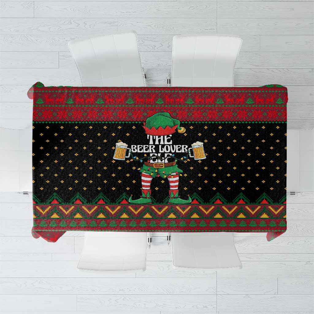 The Beer Lover Elf Christmas Tablecloth Xmas Holiday Patterns - Wonder Print Shop