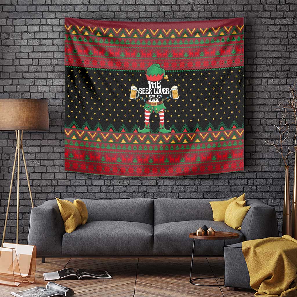 The Beer Lover Elf Christmas Tapestry Xmas Holiday Patterns - Wonder Print Shop