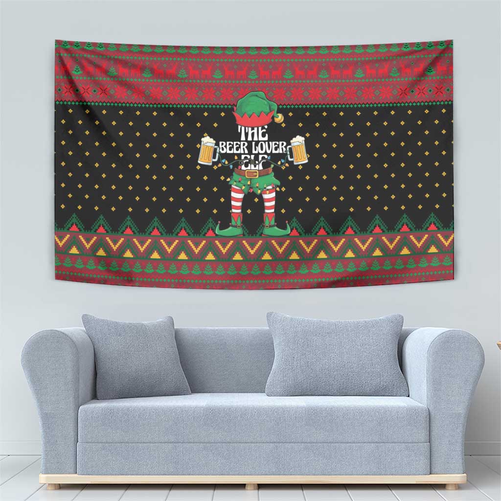 The Beer Lover Elf Christmas Tapestry Xmas Holiday Patterns - Wonder Print Shop