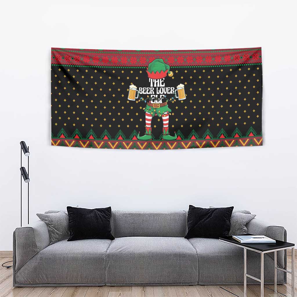 The Beer Lover Elf Christmas Tapestry Xmas Holiday Patterns - Wonder Print Shop
