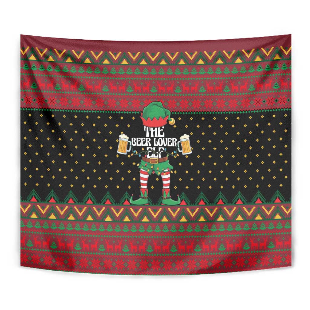 The Beer Lover Elf Christmas Tapestry Xmas Holiday Patterns - Wonder Print Shop