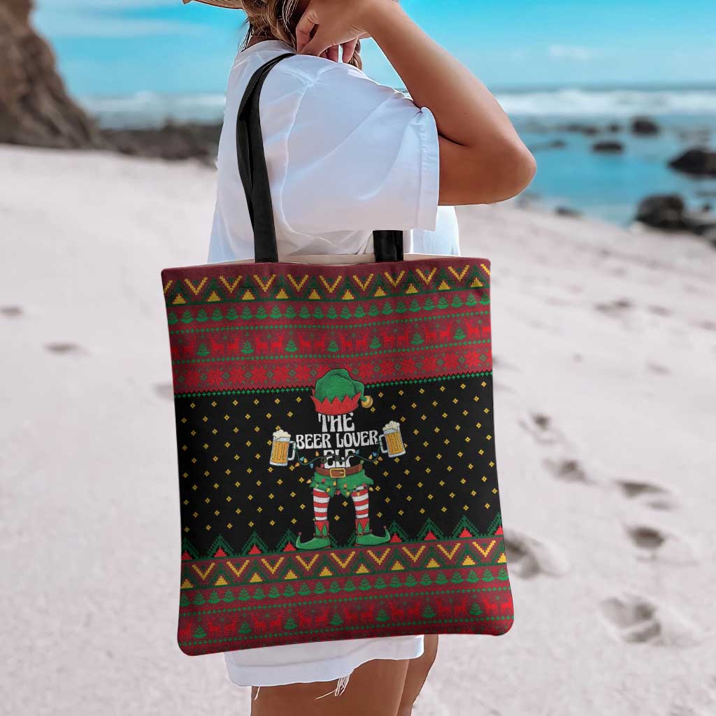 The Beer Lover Elf Christmas Tote Bag Xmas Holiday Patterns - Wonder Print Shop