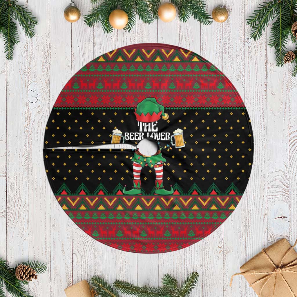 The Beer Lover Elf Christmas Tree Skirt Xmas Holiday Patterns - Wonder Print Shop