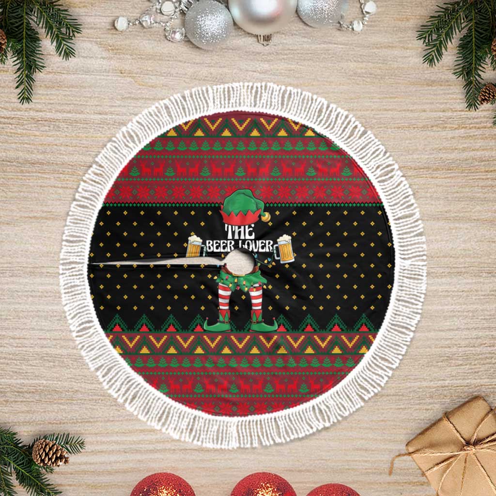 The Beer Lover Elf Christmas Tree Skirt Xmas Holiday Patterns - Wonder Print Shop