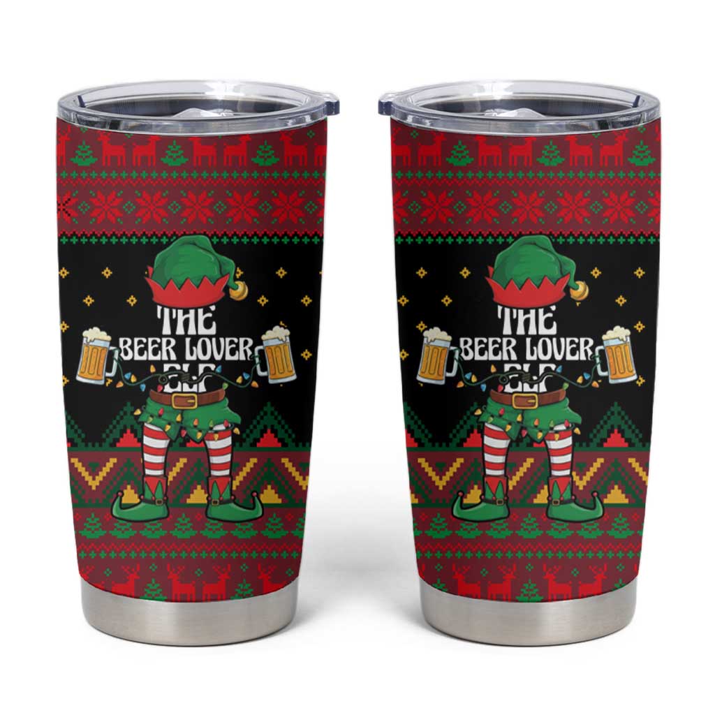 The Beer Lover Elf Christmas Tumbler Cup Xmas Holiday Patterns - Wonder Print Shop