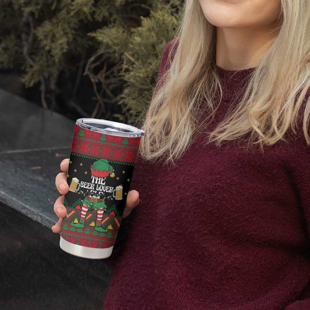 The Beer Lover Elf Christmas Tumbler Cup Xmas Holiday Patterns - Wonder Print Shop