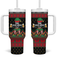 The Beer Lover Elf Christmas Tumbler With Handle Xmas Holiday Patterns - Wonder Print Shop