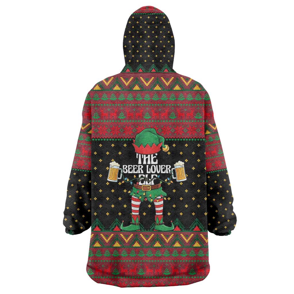 The Beer Lover Elf Christmas Wearable Blanket Hoodie Xmas Holiday Patterns - Wonder Print Shop