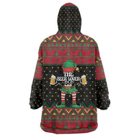 The Beer Lover Elf Christmas Wearable Blanket Hoodie Xmas Holiday Patterns - Wonder Print Shop