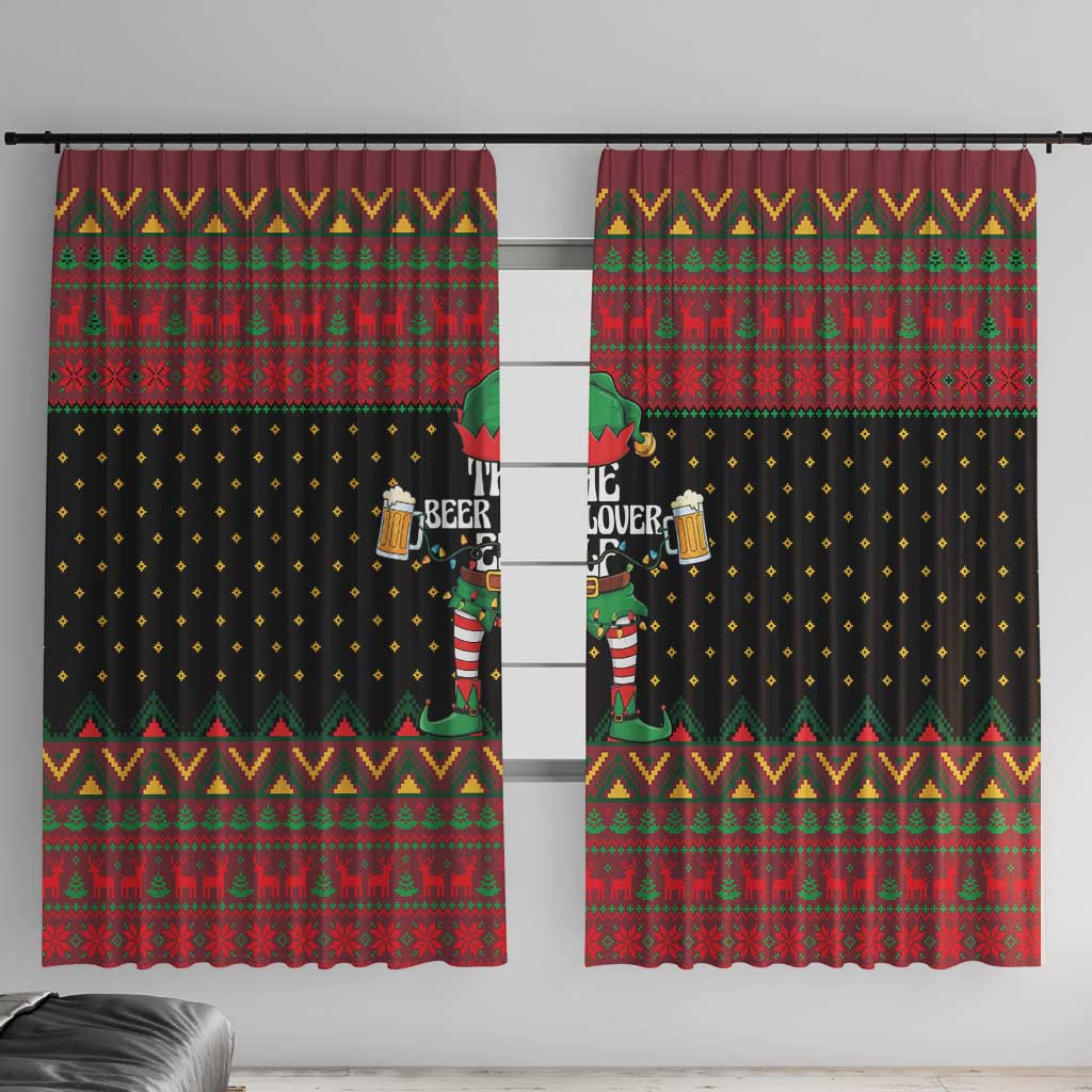 The Beer Lover Elf Christmas Window Curtain Xmas Holiday Patterns - Wonder Print Shop