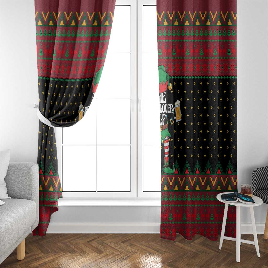 The Beer Lover Elf Christmas Window Curtain Xmas Holiday Patterns - Wonder Print Shop