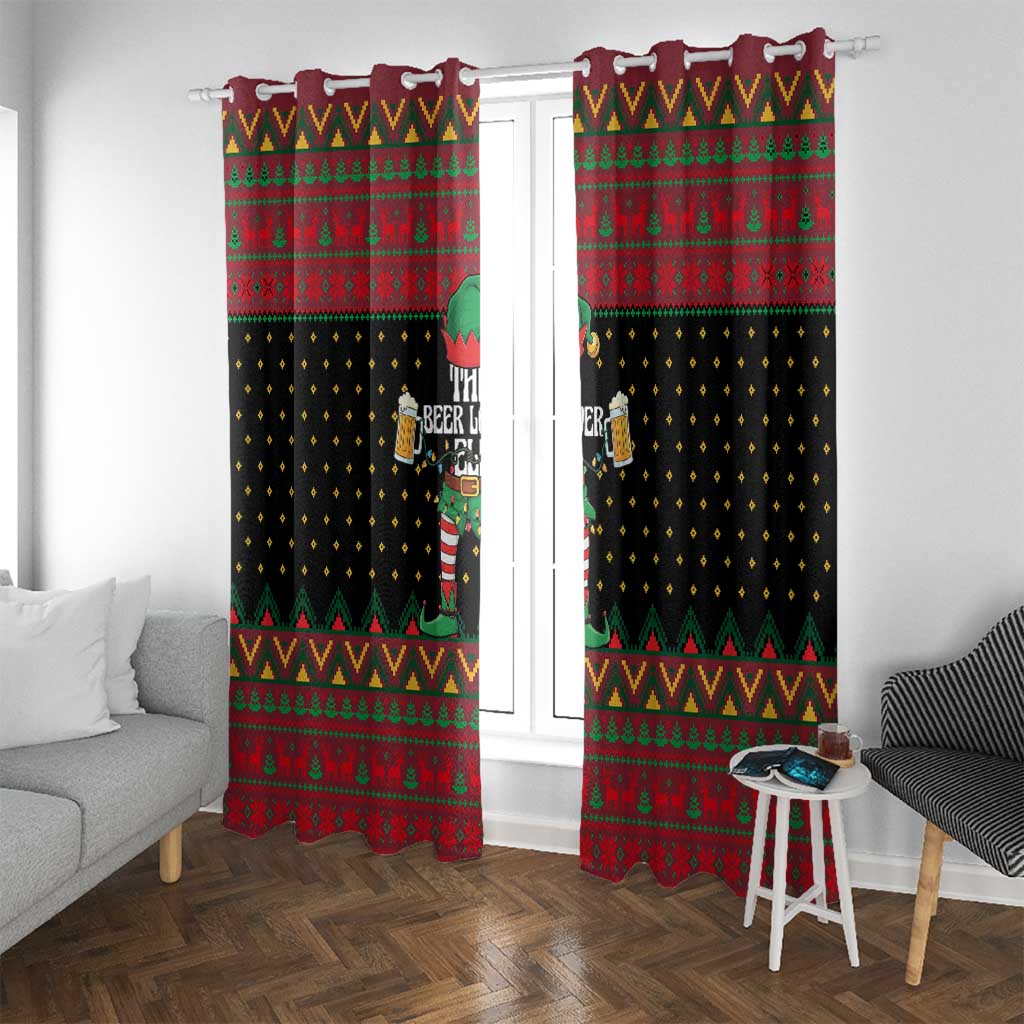 The Beer Lover Elf Christmas Window Curtain Xmas Holiday Patterns - Wonder Print Shop