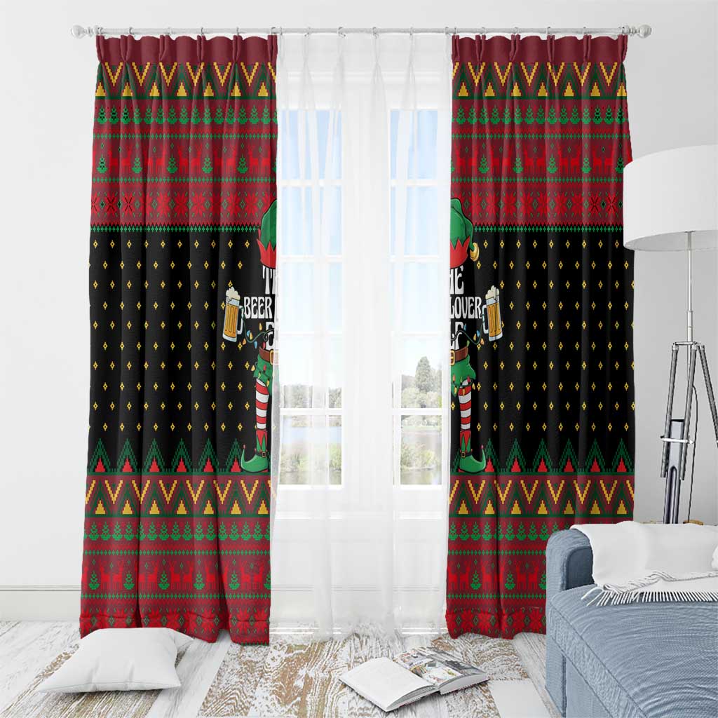 The Beer Lover Elf Christmas Window Curtain Xmas Holiday Patterns - Wonder Print Shop