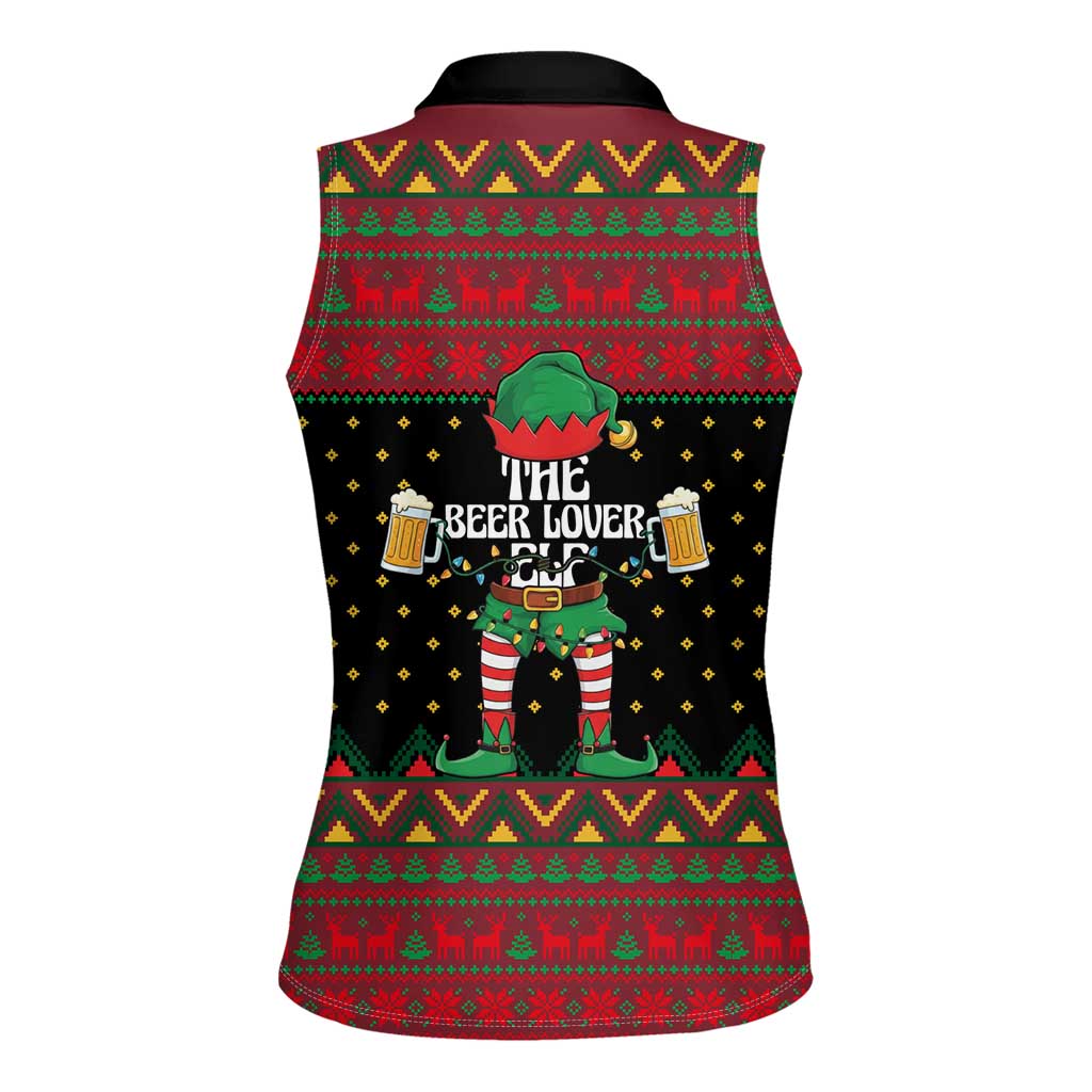 The Beer Lover Elf Christmas Women Sleeveless Polo Shirt Xmas Holiday Patterns - Wonder Print Shop