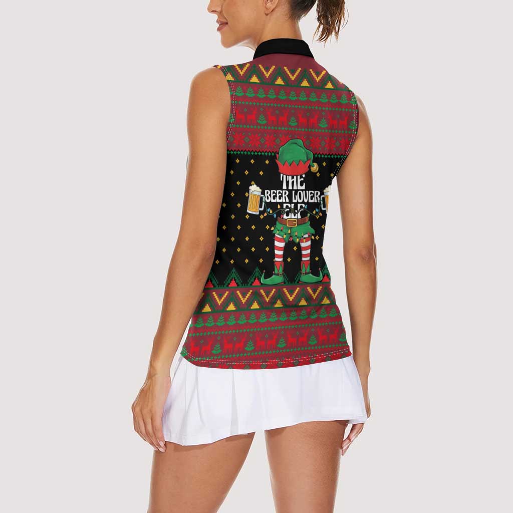 The Beer Lover Elf Christmas Women Sleeveless Polo Shirt Xmas Holiday Patterns - Wonder Print Shop