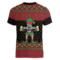 The Beer Lover Elf Christmas Women V-Neck T-Shirt Xmas Holiday Patterns - Wonder Print Shop