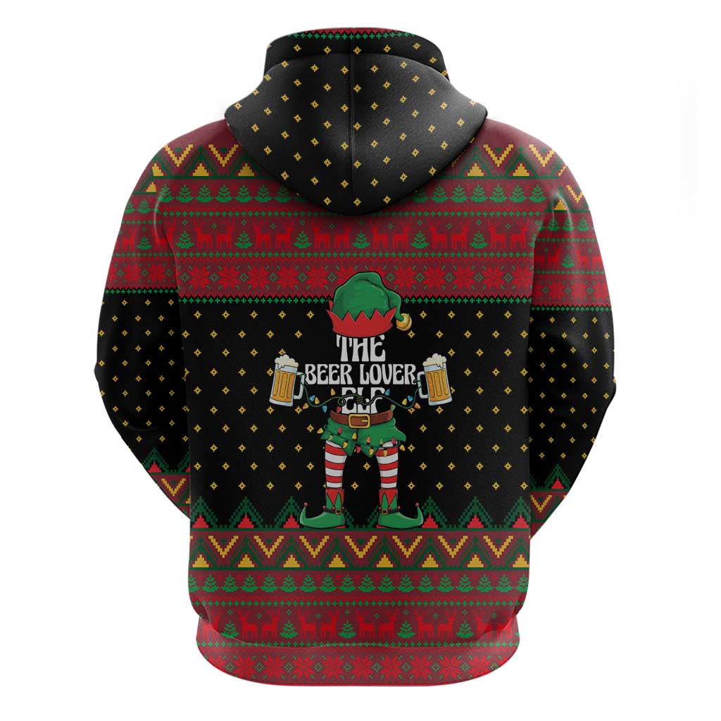The Beer Lover Elf Christmas Zip Hoodie Xmas Holiday Patterns - Wonder Print Shop