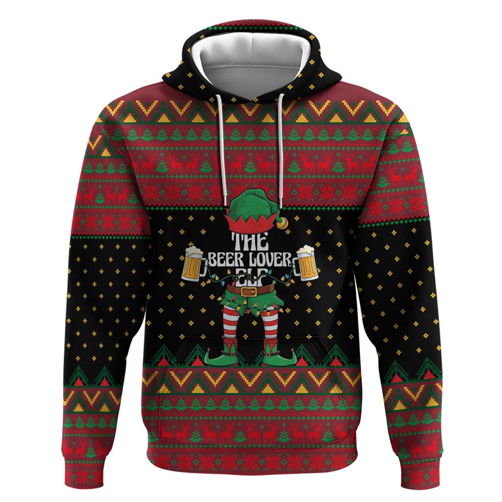 The Beer Lover Elf Christmas Zip Hoodie Xmas Holiday Patterns - Wonder Print Shop