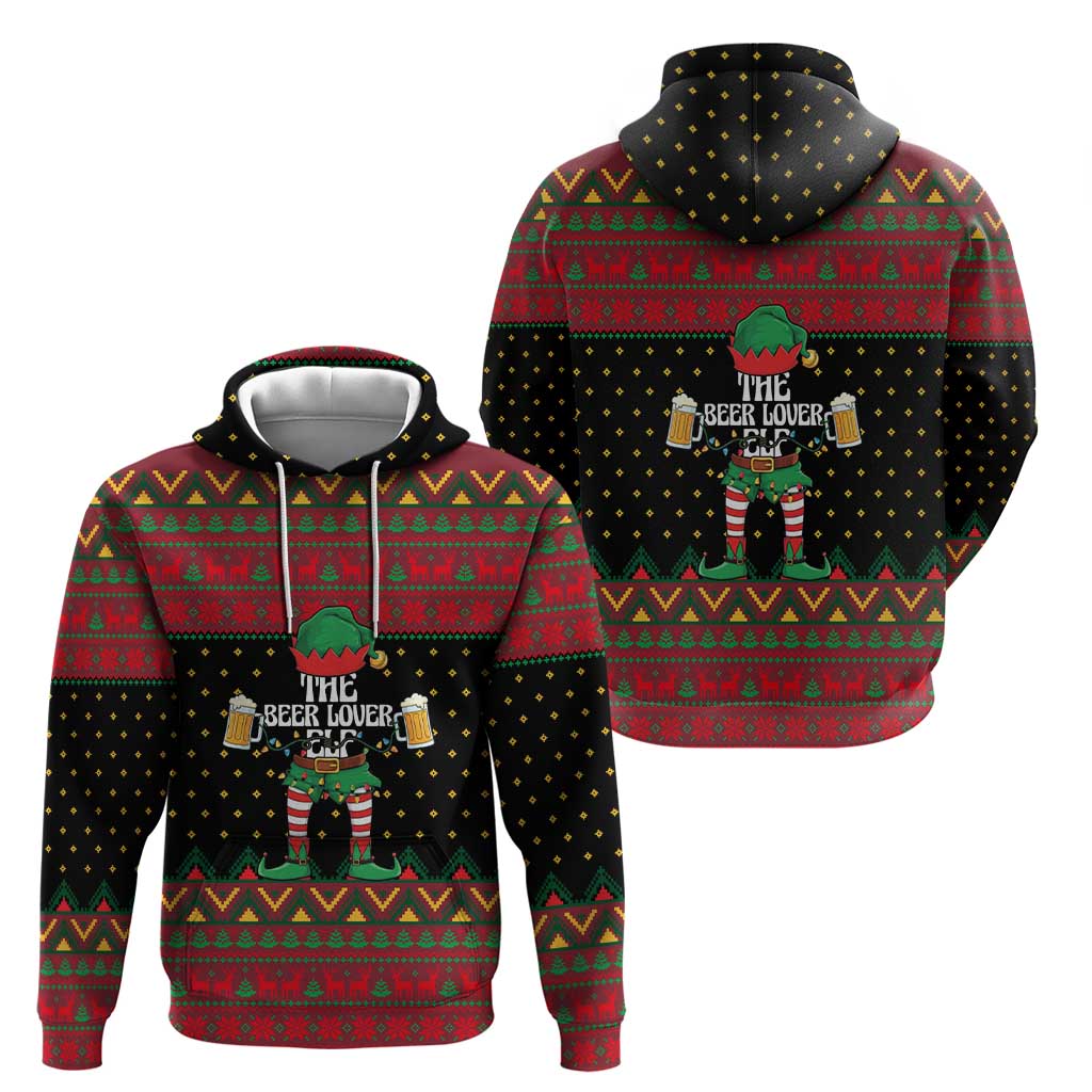 The Beer Lover Elf Christmas Zip Hoodie Xmas Holiday Patterns - Wonder Print Shop