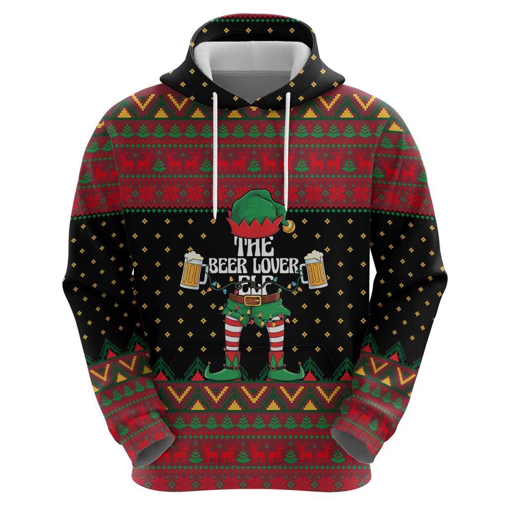 The Beer Lover Elf Christmas Zip Hoodie Xmas Holiday Patterns - Wonder Print Shop