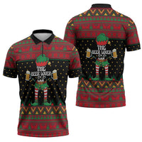 The Beer Lover Elf Christmas Zipper Polo Shirt Xmas Holiday Patterns - Wonder Print Shop