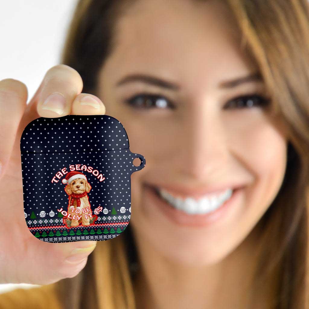 The Season To Be Jolly Goldendoodle Christmas AirPods Case Xmas Holiday Patterns - Wonder Print Shop
