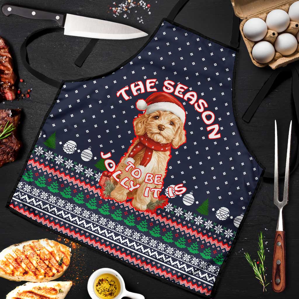 The Season To Be Jolly Goldendoodle Christmas Apron Xmas Holiday Patterns - Wonder Print Shop