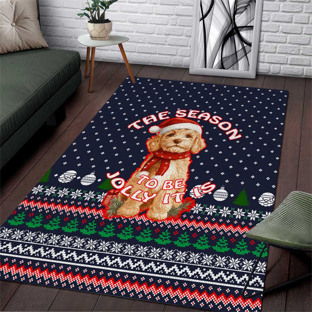 The Season To Be Jolly Goldendoodle Christmas Area Rug Xmas Holiday Patterns - Wonder Print Shop