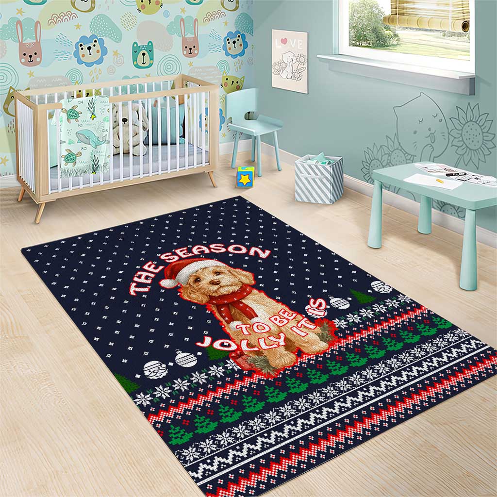 The Season To Be Jolly Goldendoodle Christmas Area Rug Xmas Holiday Patterns - Wonder Print Shop