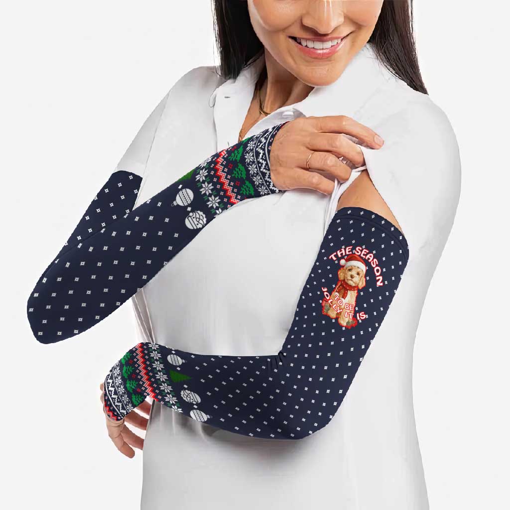 The Season To Be Jolly Goldendoodle Christmas Arm Sleeves Xmas Holiday Patterns - Wonder Print Shop