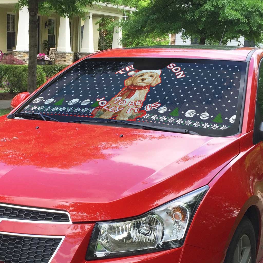 The Season To Be Jolly Goldendoodle Christmas Auto Sun Shade Xmas Holiday Patterns - Wonder Print Shop