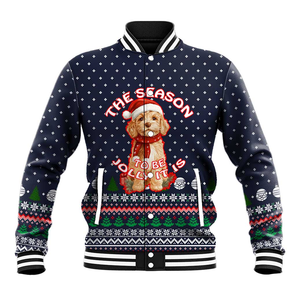 The Season To Be Jolly Goldendoodle Christmas Baseball Jacket Xmas Holiday Patterns - Wonder Print Shop