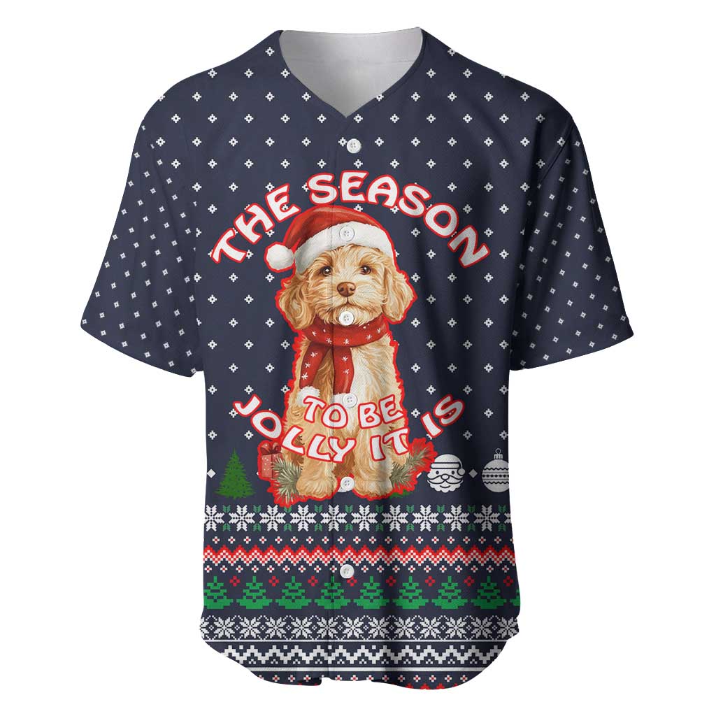 The Season To Be Jolly Goldendoodle Christmas Baseball Jersey Xmas Holiday Patterns - Wonder Print Shop