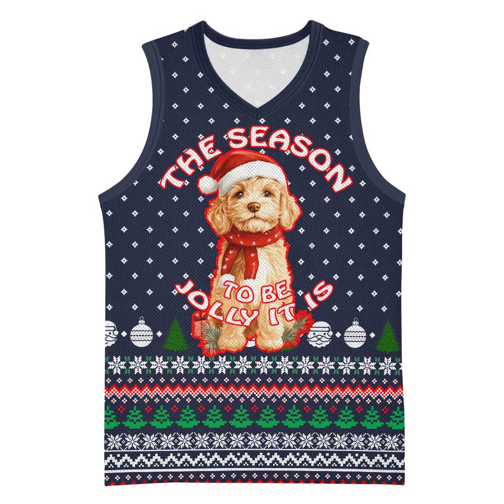 The Season To Be Jolly Goldendoodle Christmas Basketball Jersey Xmas Holiday Patterns - Wonder Print Shop